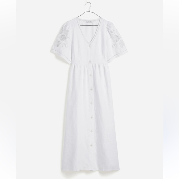 Madewell White Eyelet-Sleeve Midi Dress - Picture 3 of 9